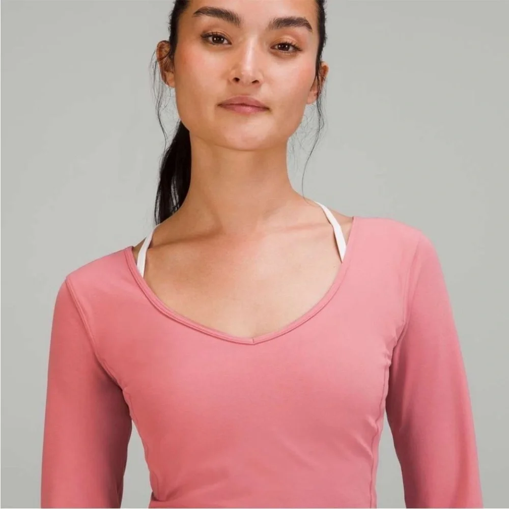 Lululemon ATHLETICA Align LONG SLEEVE V NECK CROP TOP SHIRT SIZE 8